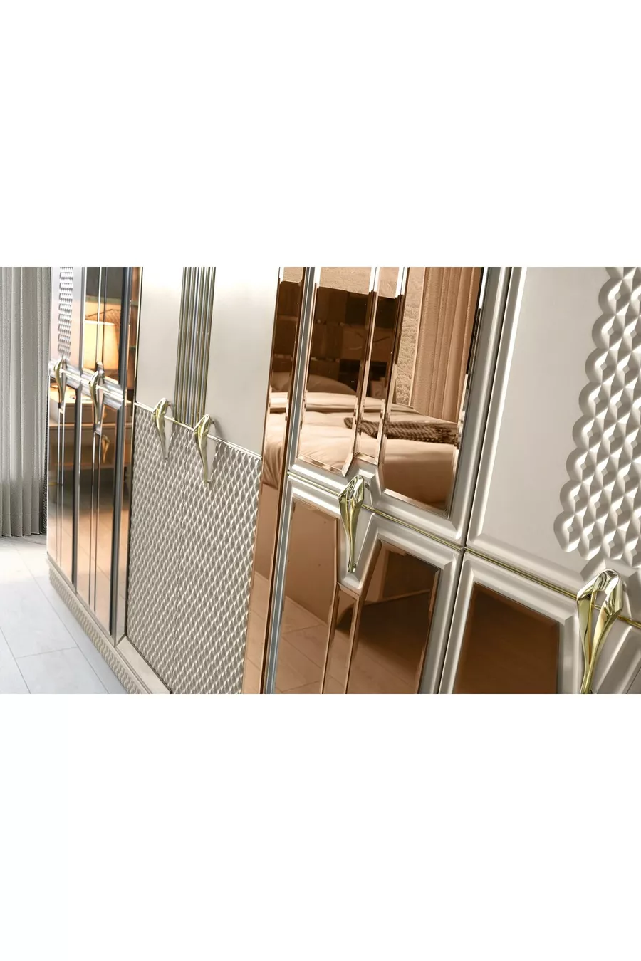 Chambre à coucher Marsilya en MDF avec sommier et banc