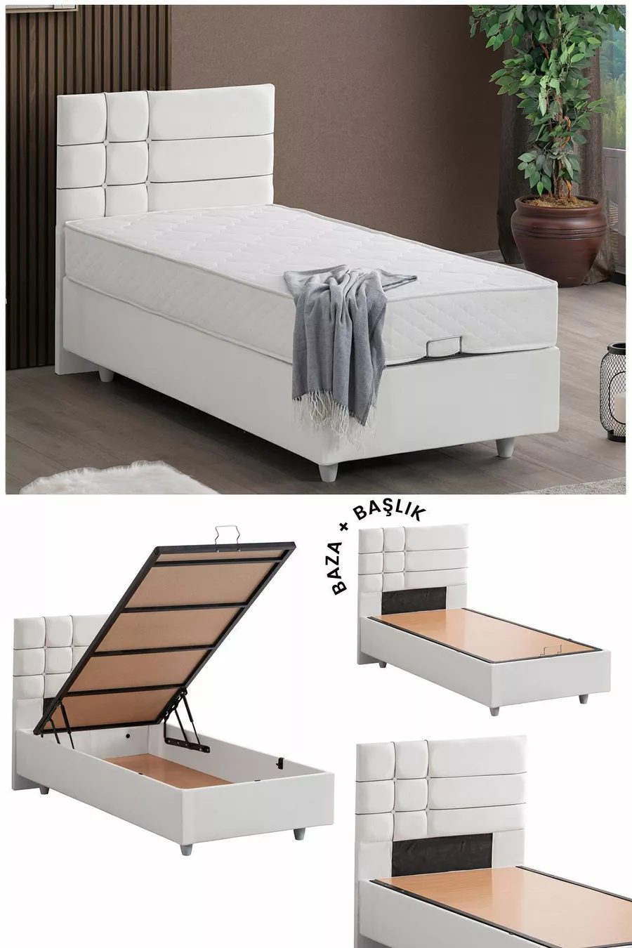 Almada Dubbele Set, Eenpersoons Bedbodem en Hoofdeinde Set