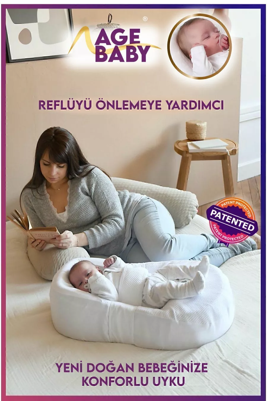 Matelas pour nouveau-né avec reflux, unisexe, housse lavable et alèse imperméable