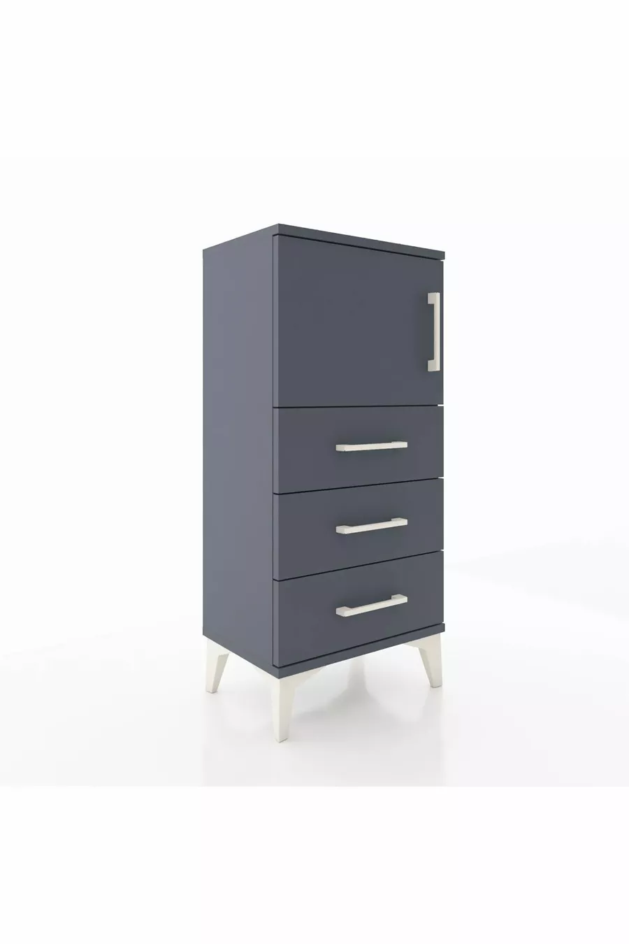 Arges Comodino con Un Ripiano, 3 Cassetti e Una Porta, Antracite-Antracite