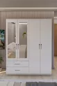 Gm  Diva Armoire Blanche à 4 Portes et 2 Tiroirs avec Miroir