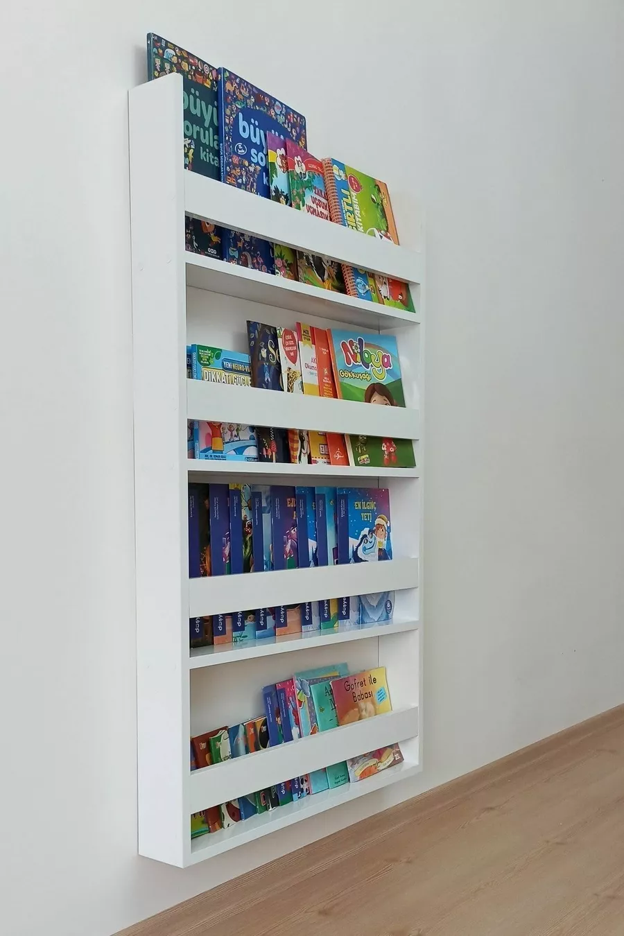 Bibliothèque Montessori & Bibliothèque pour chambre d'enfant & Bibliothèque éducative pour bébé à 4 étagères, blanche