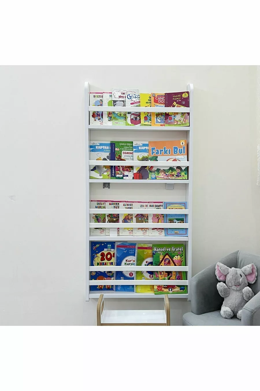 Bibliothèque Carmen à 4 étagères - Couleur blanche Bibliothèque Montessori - Bibliothèque pour chambre d'enfant