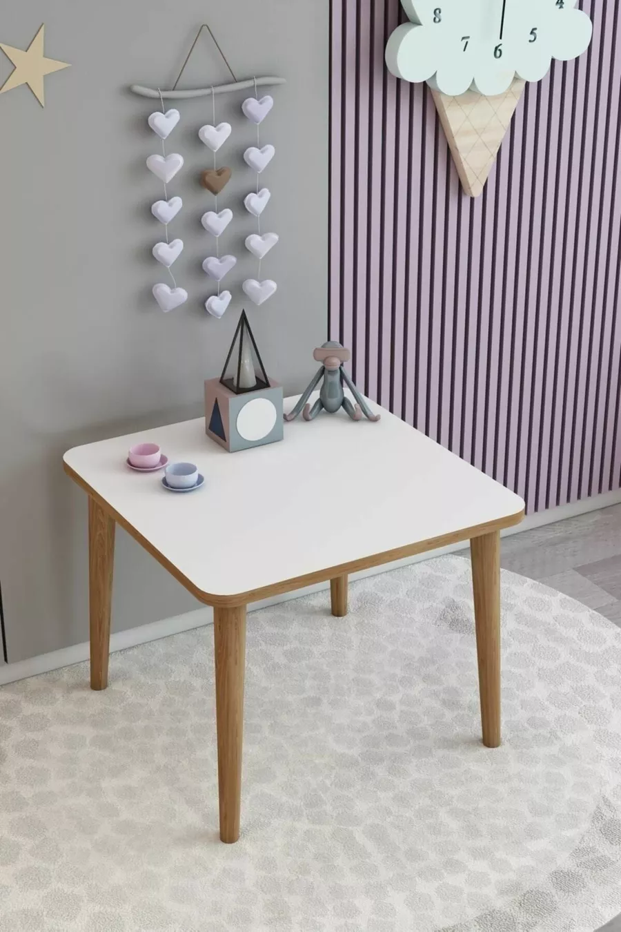 Witte Ybulut Kinder Tafel en Stoel Set Activiteitentafel Bureau 1 Tafel 1 Stoel