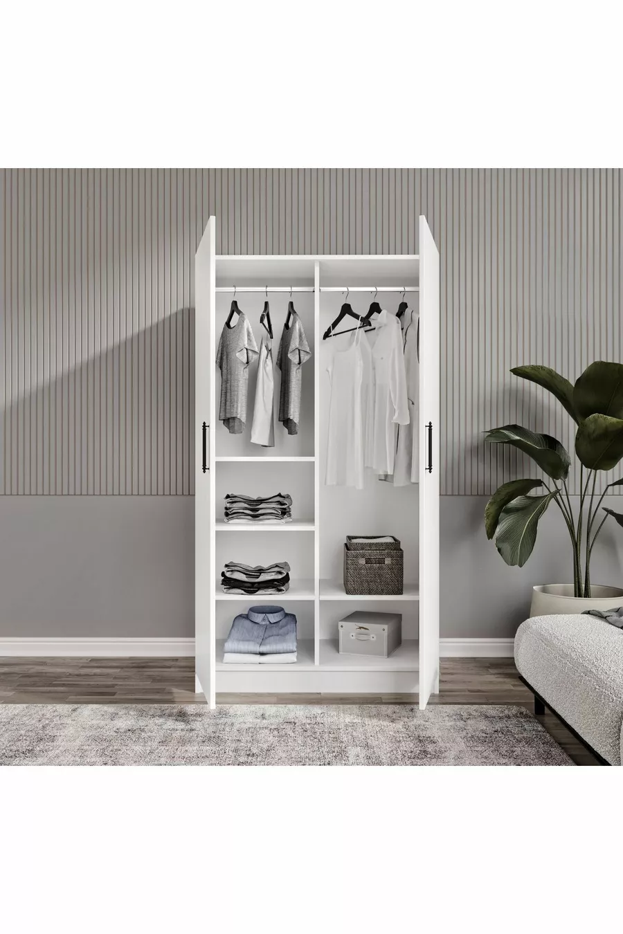 ARMOIRE BLANCHE À 2 PORTES ET 6 COMPARTIMENTS ŞİPAL