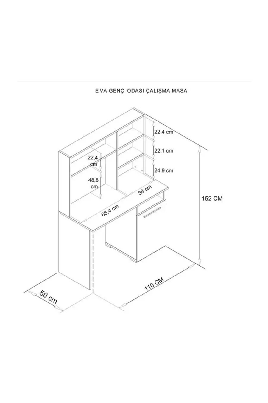 Bureau pour jeune Eva - chêne jaune & blanc