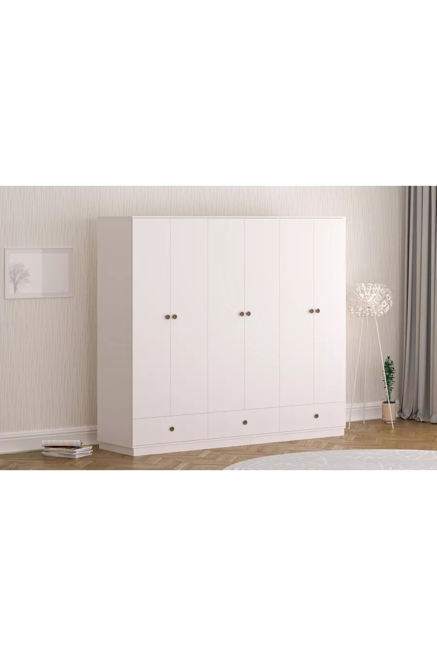 Шкаф Elif Modern с 6 дверцами и 3 ящиками
