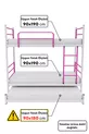 Lit superposé Trend Yavrulu compatible avec lit 3 personnes, métal rose foncé