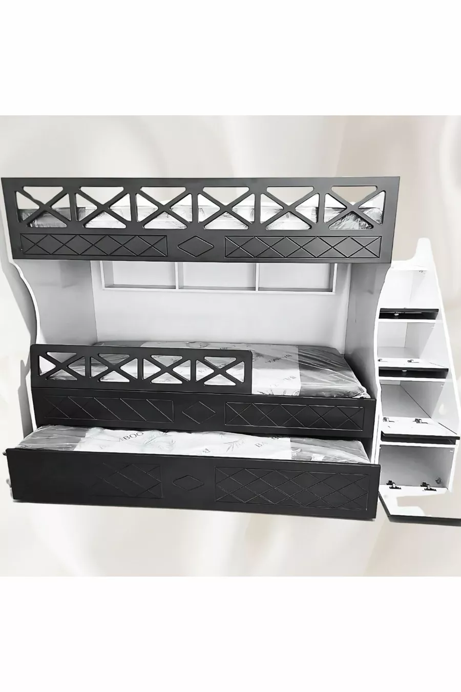 Lit superposé pour enfant modèle blanc anthracite