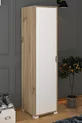 Nisan  cm Lichtnotenhouten-witte 5-planken voorraadkast met enkele deur voor badkamer en kledingkast - Garderobekast