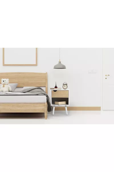 Flora Liva Deluxe Drawer Nightstand (White + Oak)