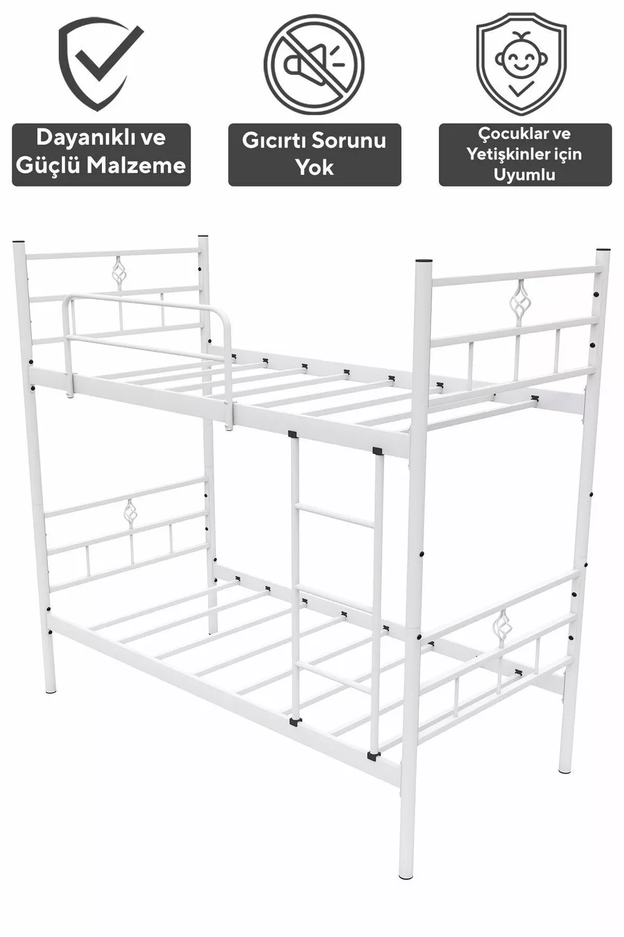 Koza Ranza Lit Superposé Compatible avec Matelas Blanc en Métal Séparable