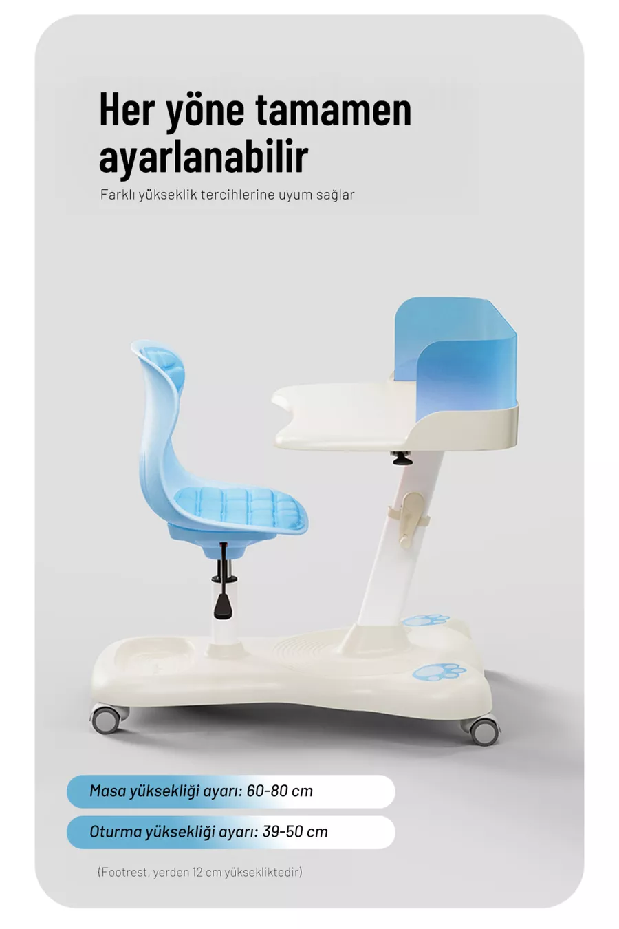 Bureau de travail mobile Plus Bleu