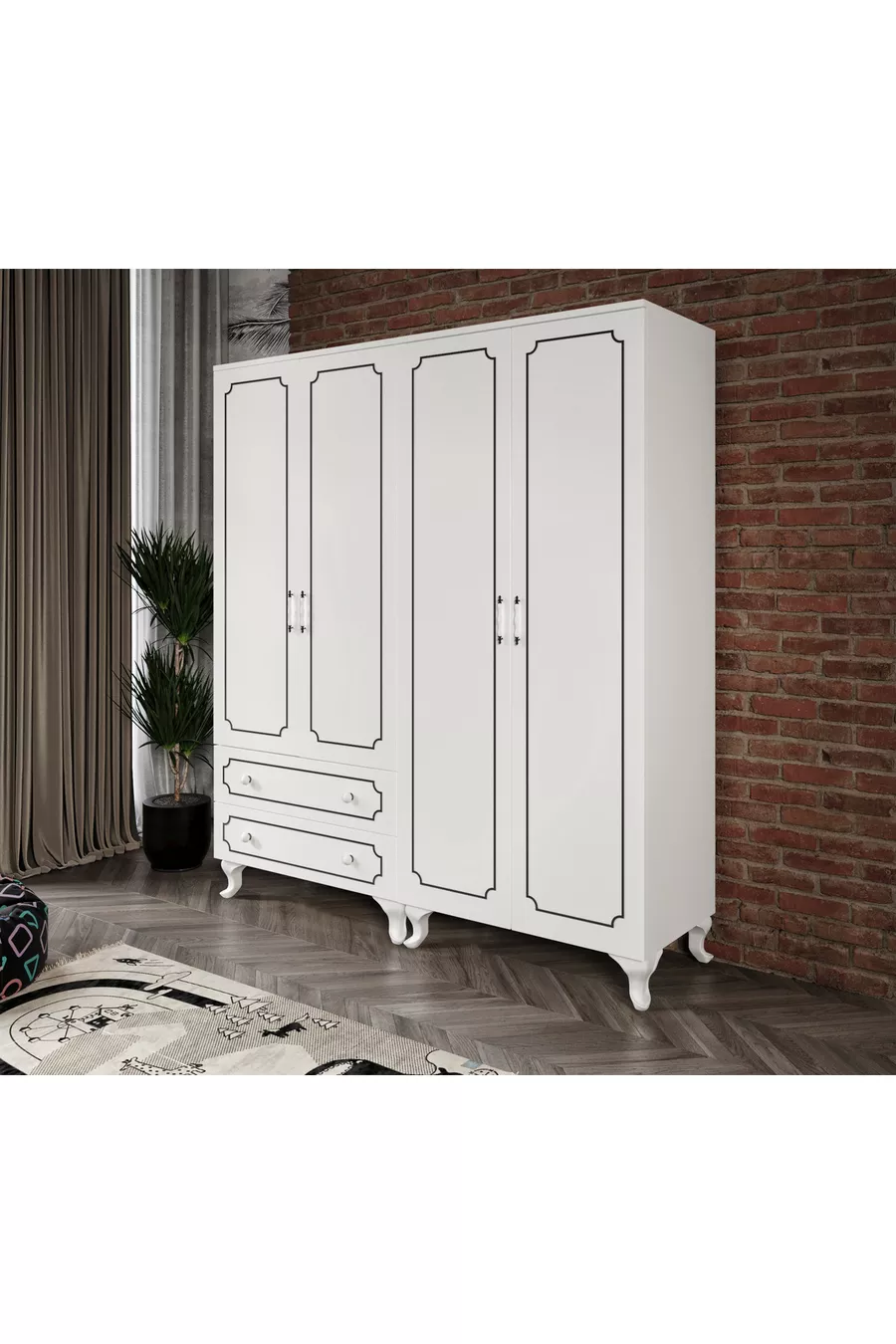 Armoire modulaire à 4 portes et 2 tiroirs, penderie - MDF de première qualité