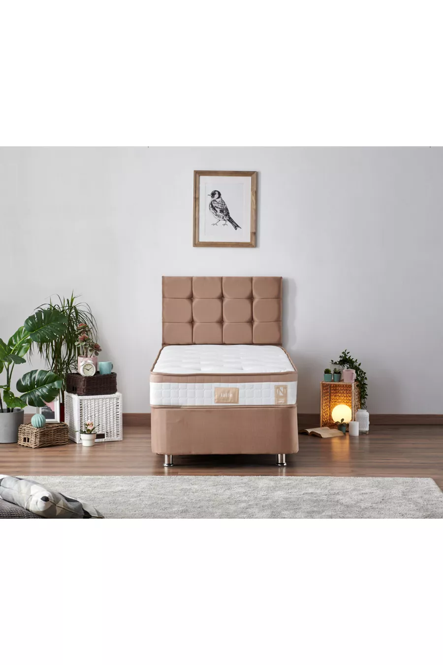 Matelas simple Latte, matelas entièrement orthopédique ferme, côté unique, à ressorts Nms, élégant et ergonomique
