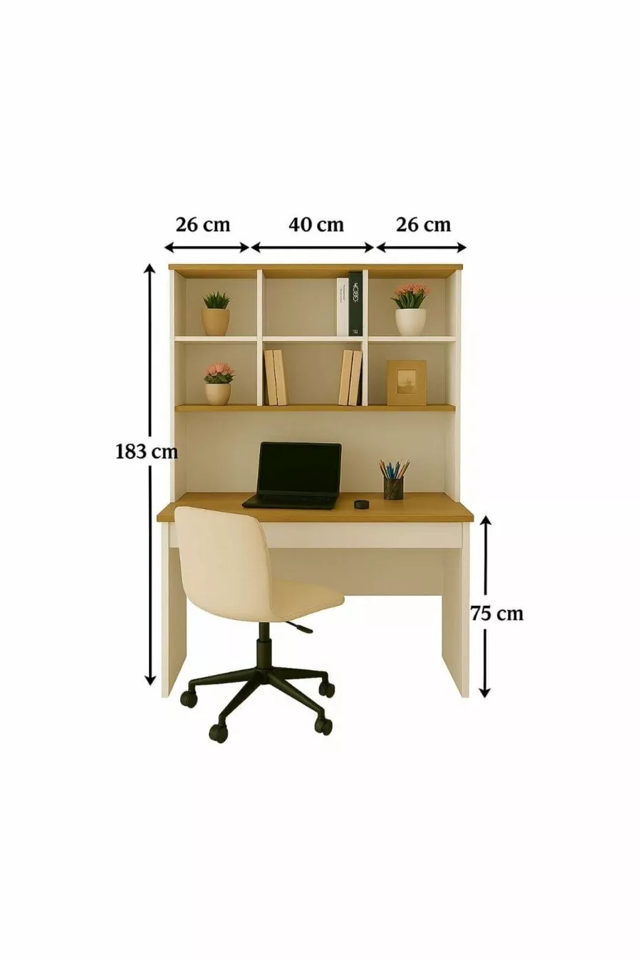 Arion Yeni Nesil Genç Odası Çalışma Masası | % MDF | Ergonomik| Kitaplıklı ve Kapaklı Model