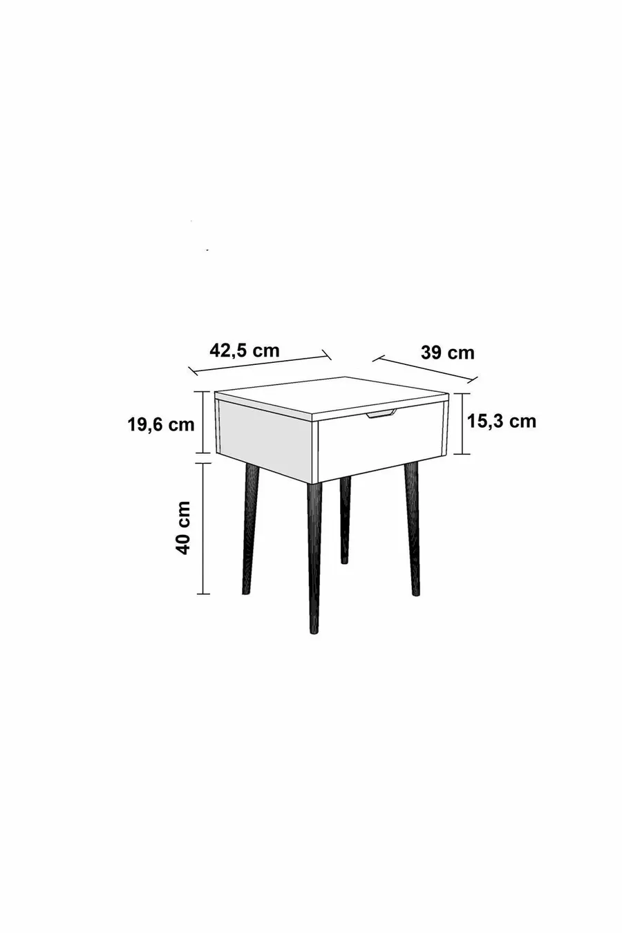 Table de chevet Atlas à un tiroir, anthracite