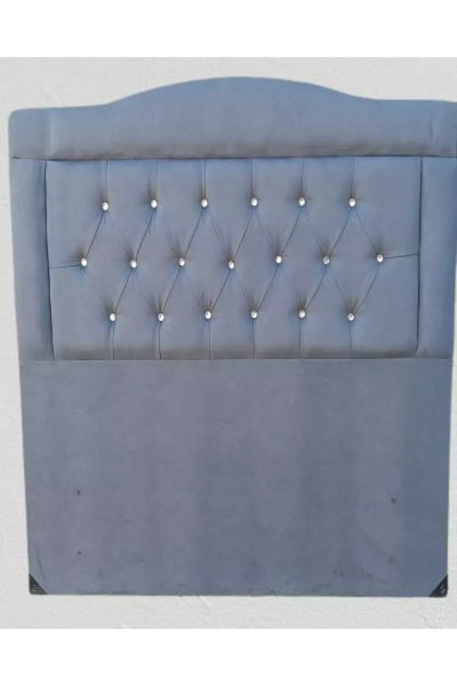 Titre DK Double Personne Tissu Anthracite en Plumetis de Poulain Rembourré Fait Main