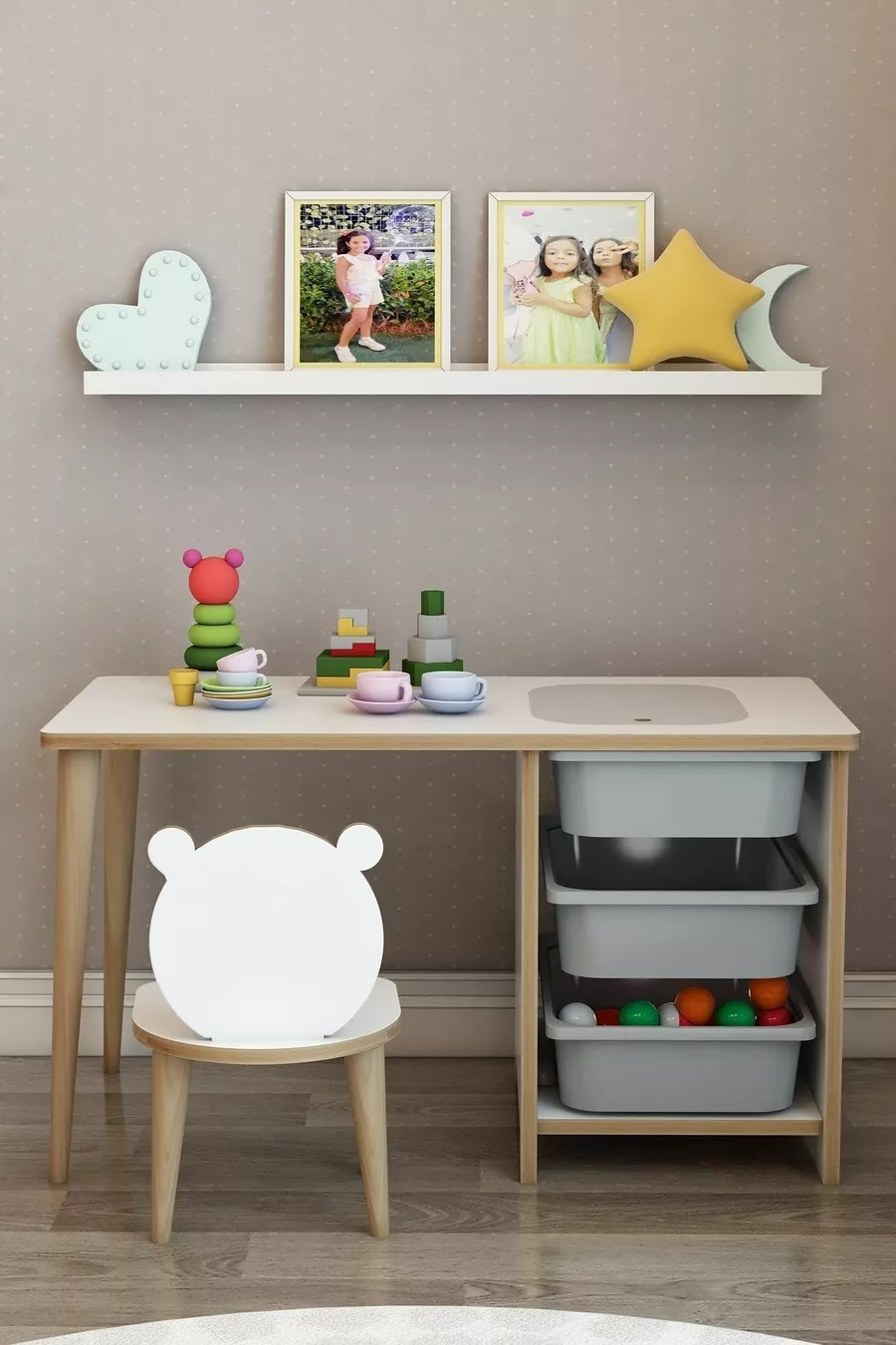 Scrivania per Bambini Tavolo da Gioco e Attività Estivo con Sedia