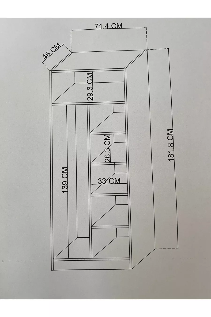 Plus 2 Deurs Kast met Planken en Kledingrail Atlantische Den-Dragonsteen