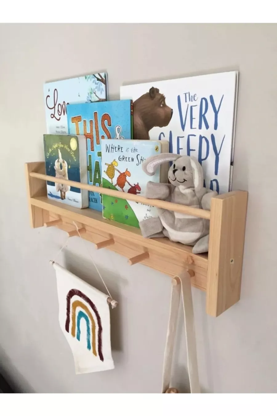 Natürlicher Holz-Montessori-Bücherregal Kinderzimmer Babyzimmer Wandregal
