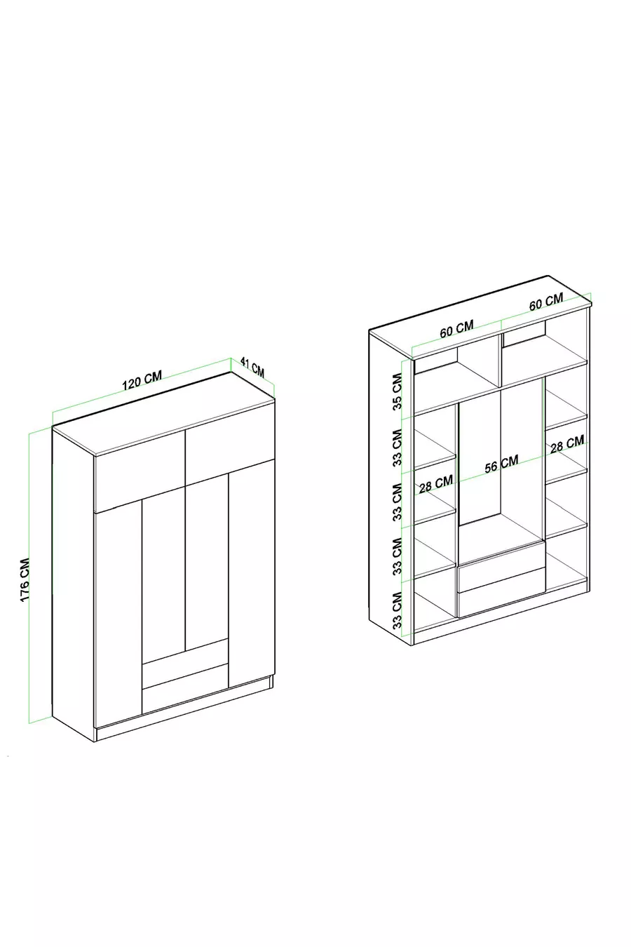 Theme 6 Cover 2 Dresser Wardrobe Atlantic Pine White