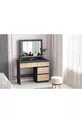 Duru Makeup Table, 4 Drawers, With Mirror, Shelves, Anthracite - Atlantic Pine