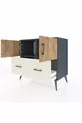 Commode Hyperion 2 étagères 2 tiroirs 2 portes Anthracite-Pin/Gris pierre