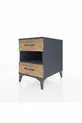 Table de chevet Kronos avec une étagère et 2 tiroirs Anthracite-Bois de pin
