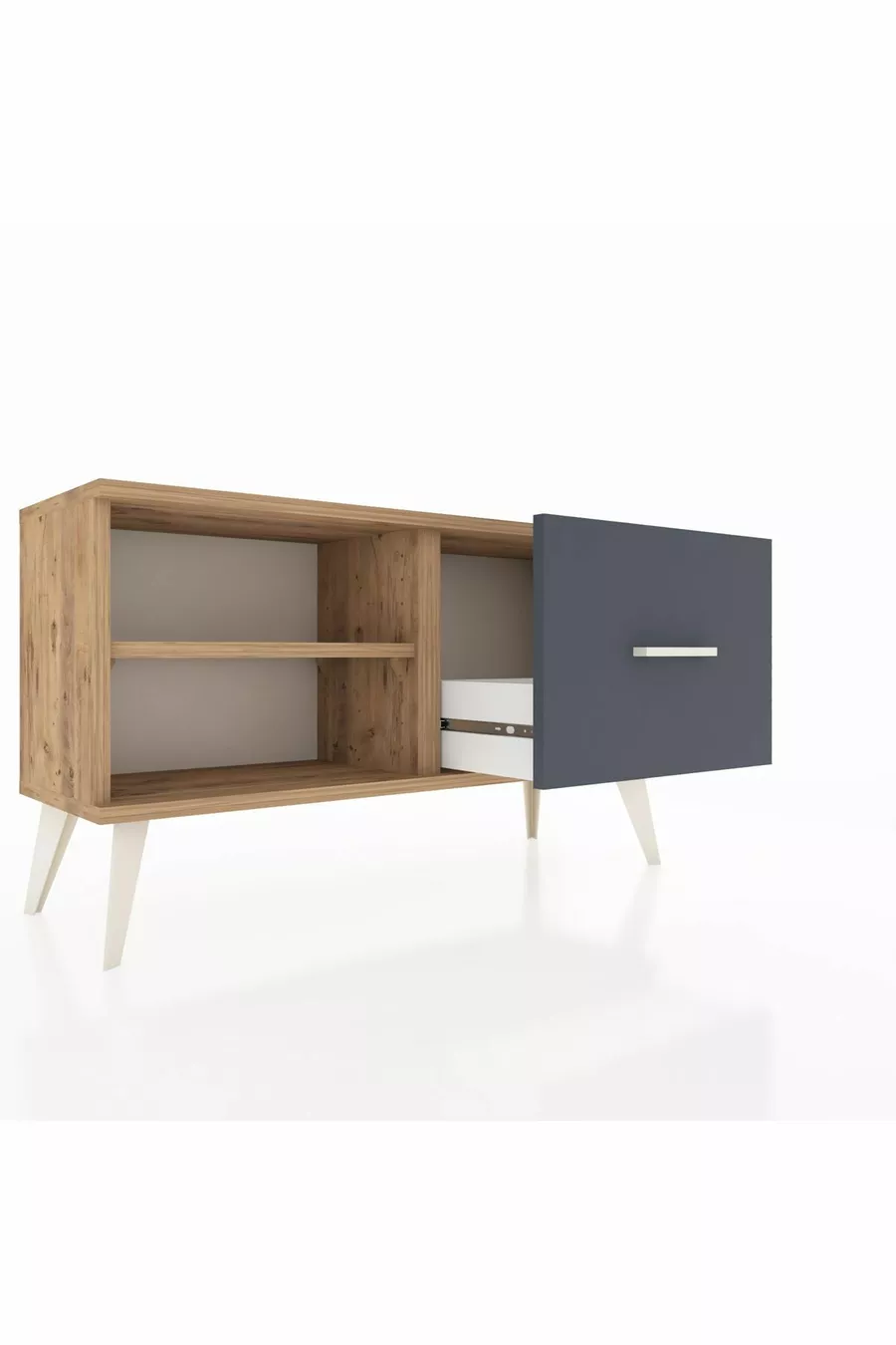 Commode Arges à une étagère et un tiroir en pin-pin/anthracite