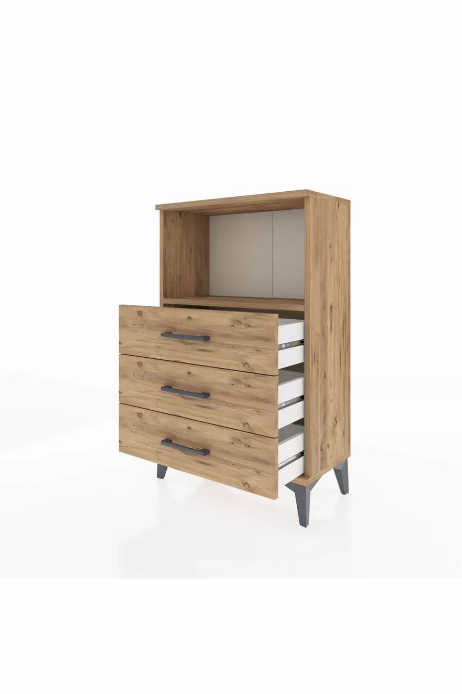 Arges Commode Single Shelf 3 Drawers Pine-Pine
