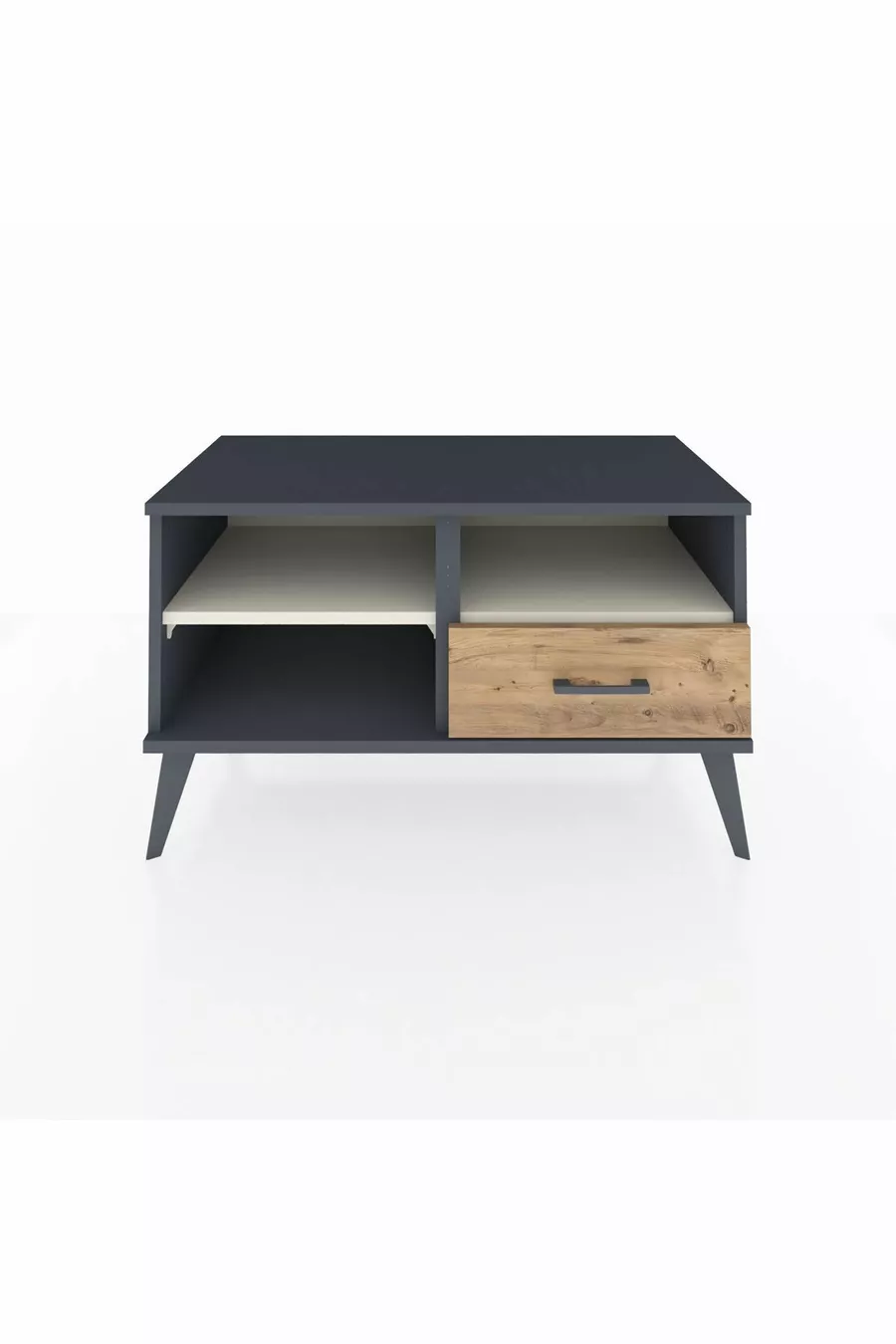 Commode Hyperion 2 étagères avec un tiroir Anthracite-Pierre de lune/Merisiers