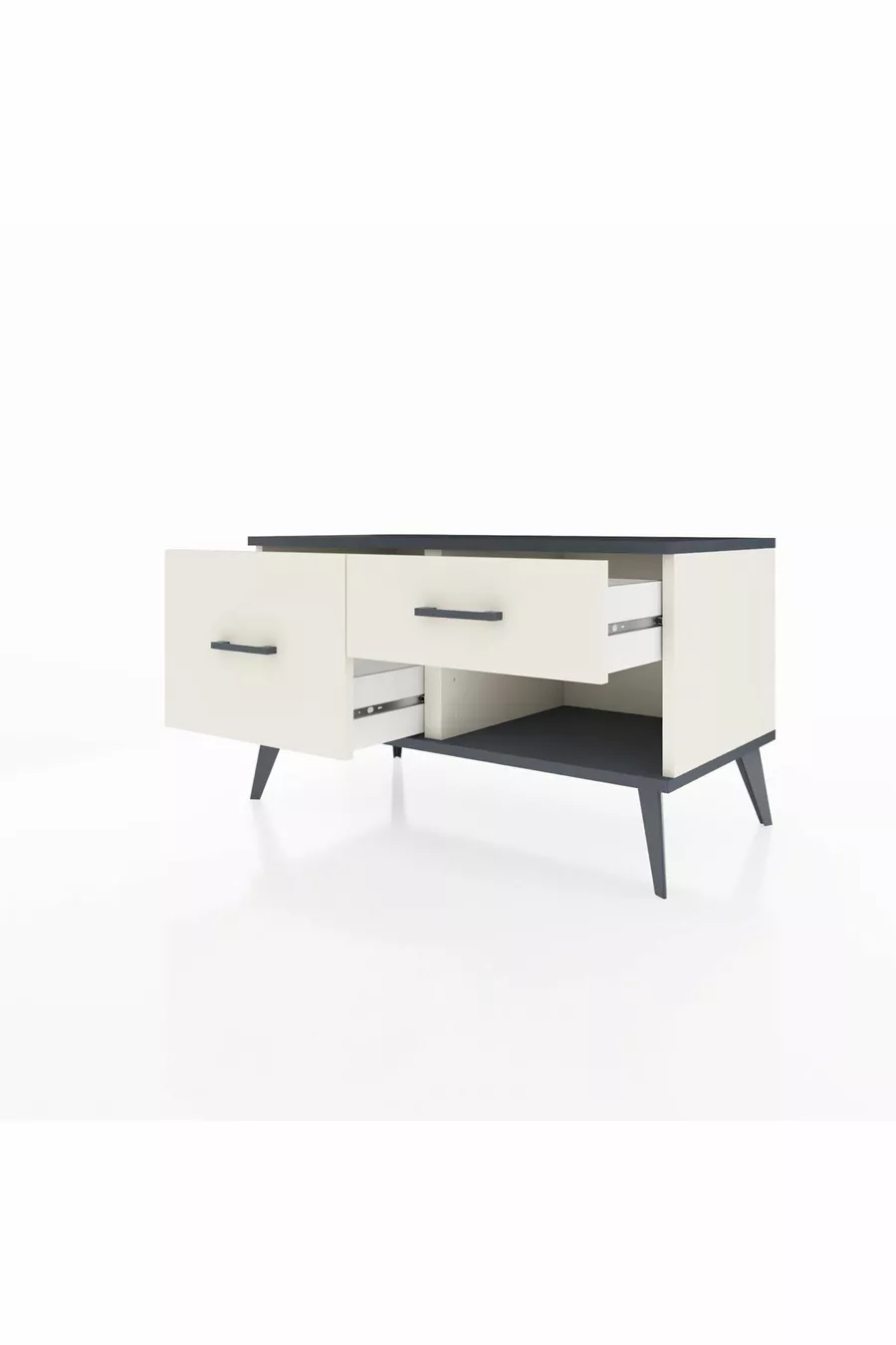 Commode Hyperion 2 Tiroirs Pierre de Lune-Anthracite/Pierre de Lune
