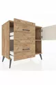Commode Hyperion avec une étagère, 2 tiroirs et une porte, pin-pierre d'onyx/pin