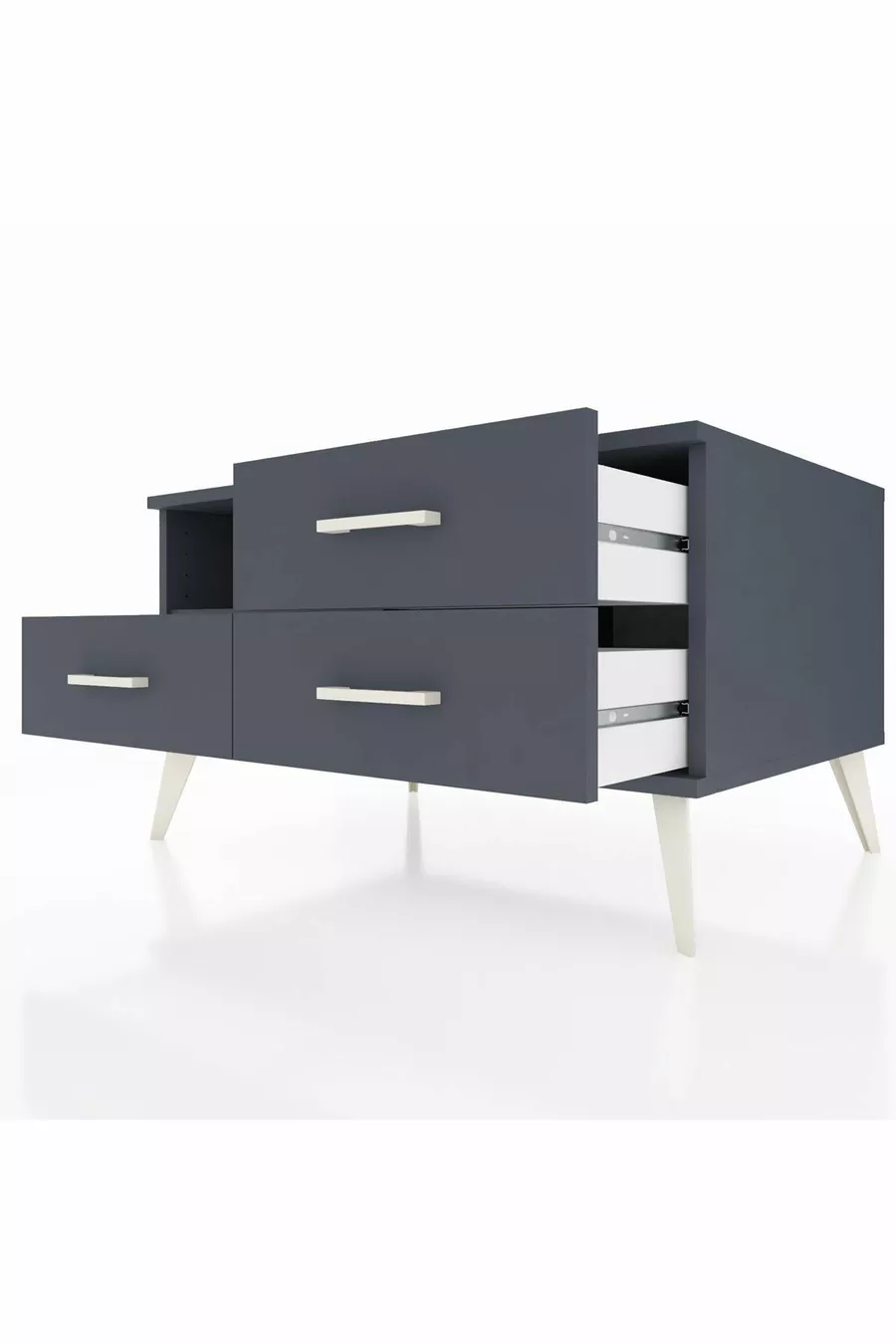 Commode Kronos à une étagère et trois tiroirs Anthracite-Anthracite