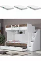 Lits superposés, Lit superposé Kardem avec tiroirs - Noyer + 3 matelas Comfort
