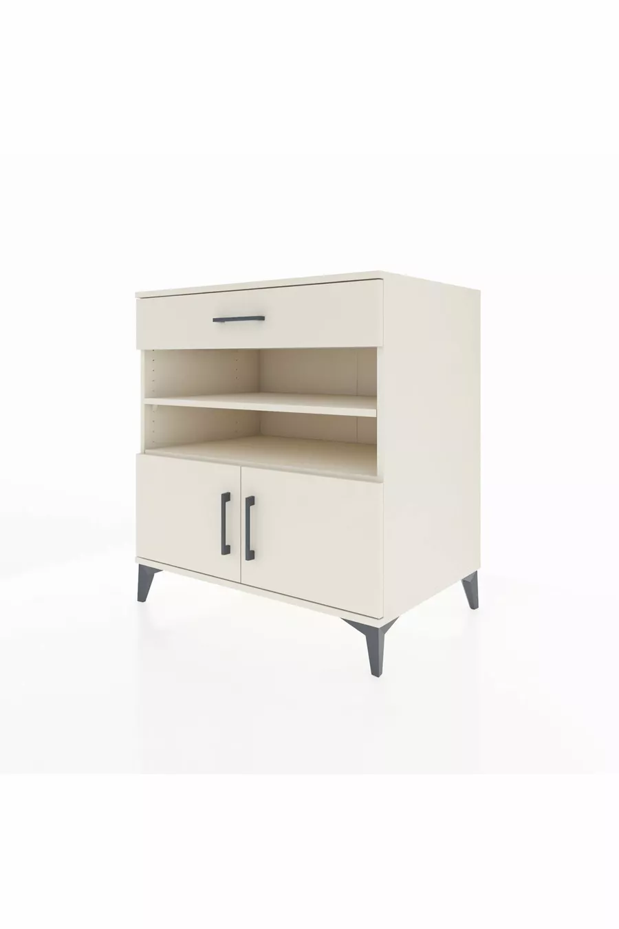 Commode Kronos avec 3 étagères, 1 tiroir et 2 portes, Pierre de Lune-Pier de Lune
