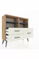 Commode Arges 4 étagères 3 tiroirs Pin-Anthracite/Marbre