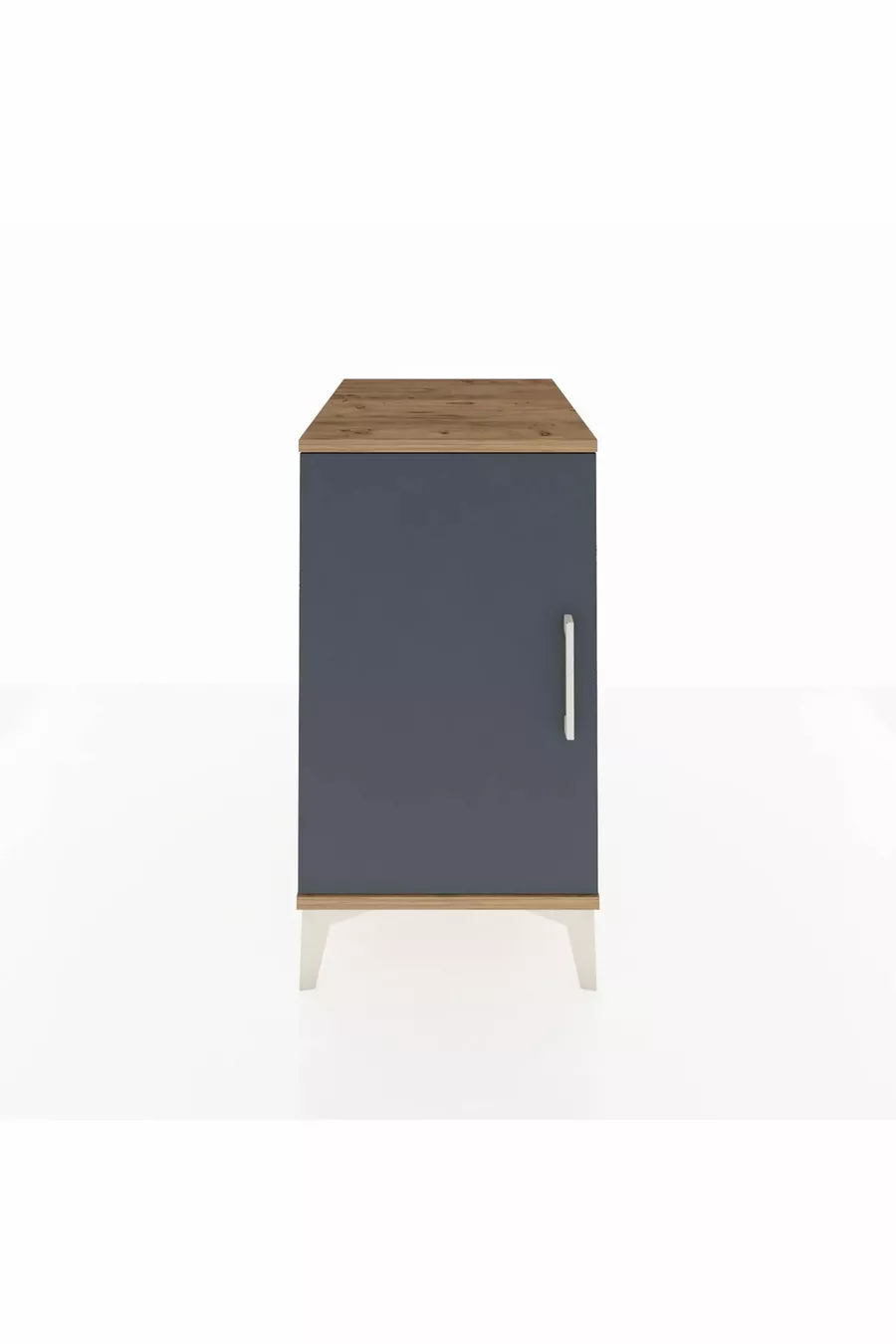 Table de chevet Kronos à 2 étagères avec 1 porte, pin-anthracite