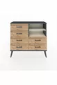 Commode Arges 2 étagères 6 tiroirs Anthracite-Pierre de lune/Merisiers