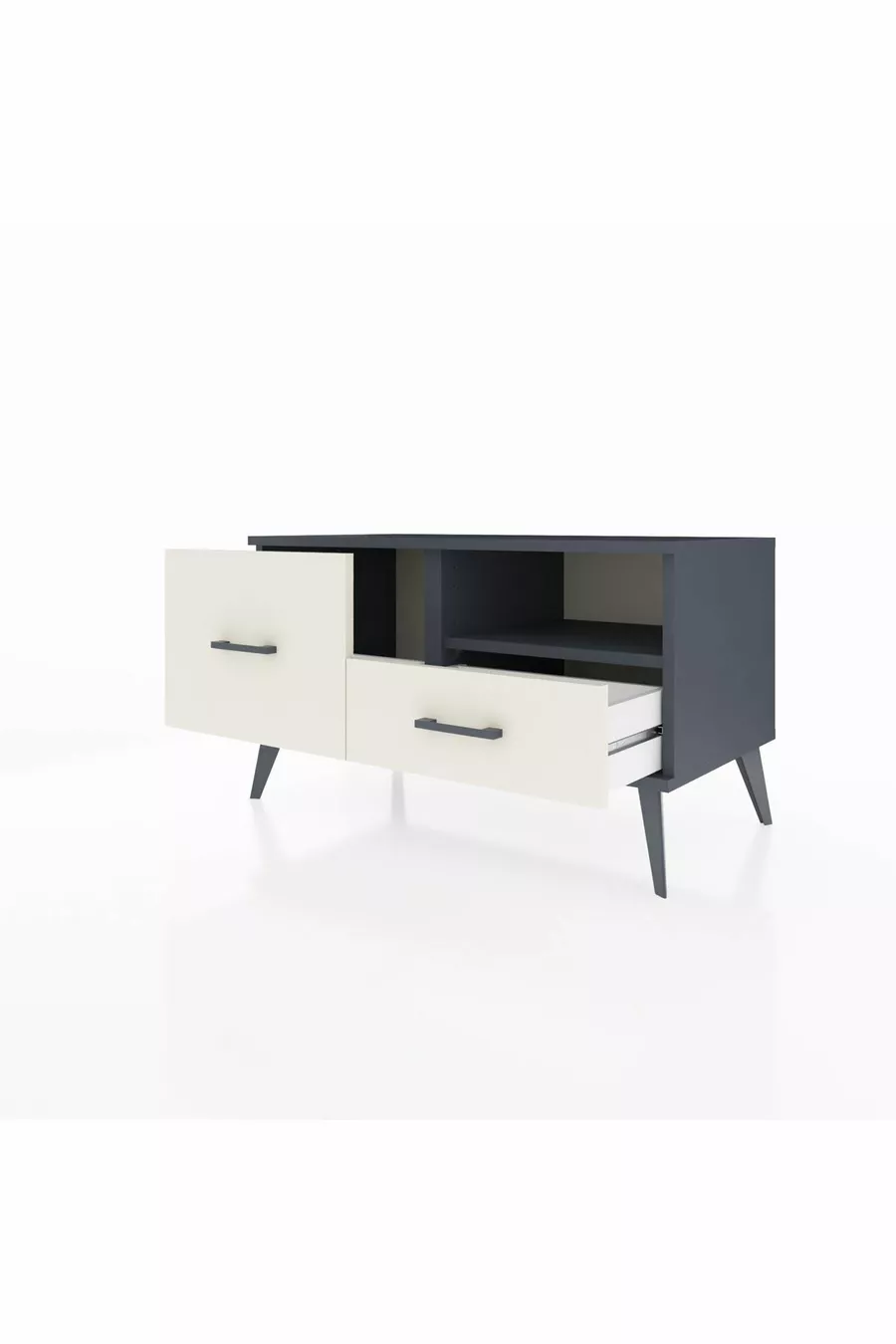 Commode Hyperion à une étagère et 2 tiroirs Anthracite-Anthracite/Pierre de lune
