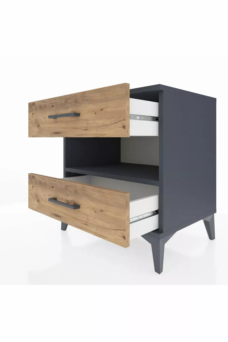 Hyperion Kommode mit einem Regal und 2 Schubladen Anthrazit-Kiefer