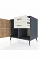 Commode Kronos à une étagère, 2 tiroirs, 2 portes Anthracite-Sapin/Pierre de lune