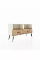 Commode Arges avec 2 étagères et 2 tiroirs, couleur Pierre de Lune-Pin