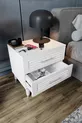Table de chevet à 2 tiroirs avec volets Blanc Argent