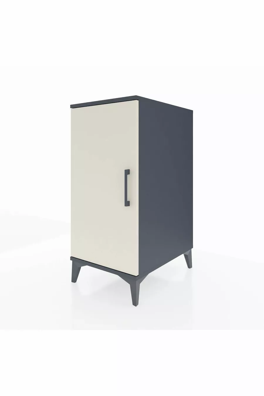 Table de chevet Kronos à 2 étagères avec 1 porte Anthracite-Pierre de lune