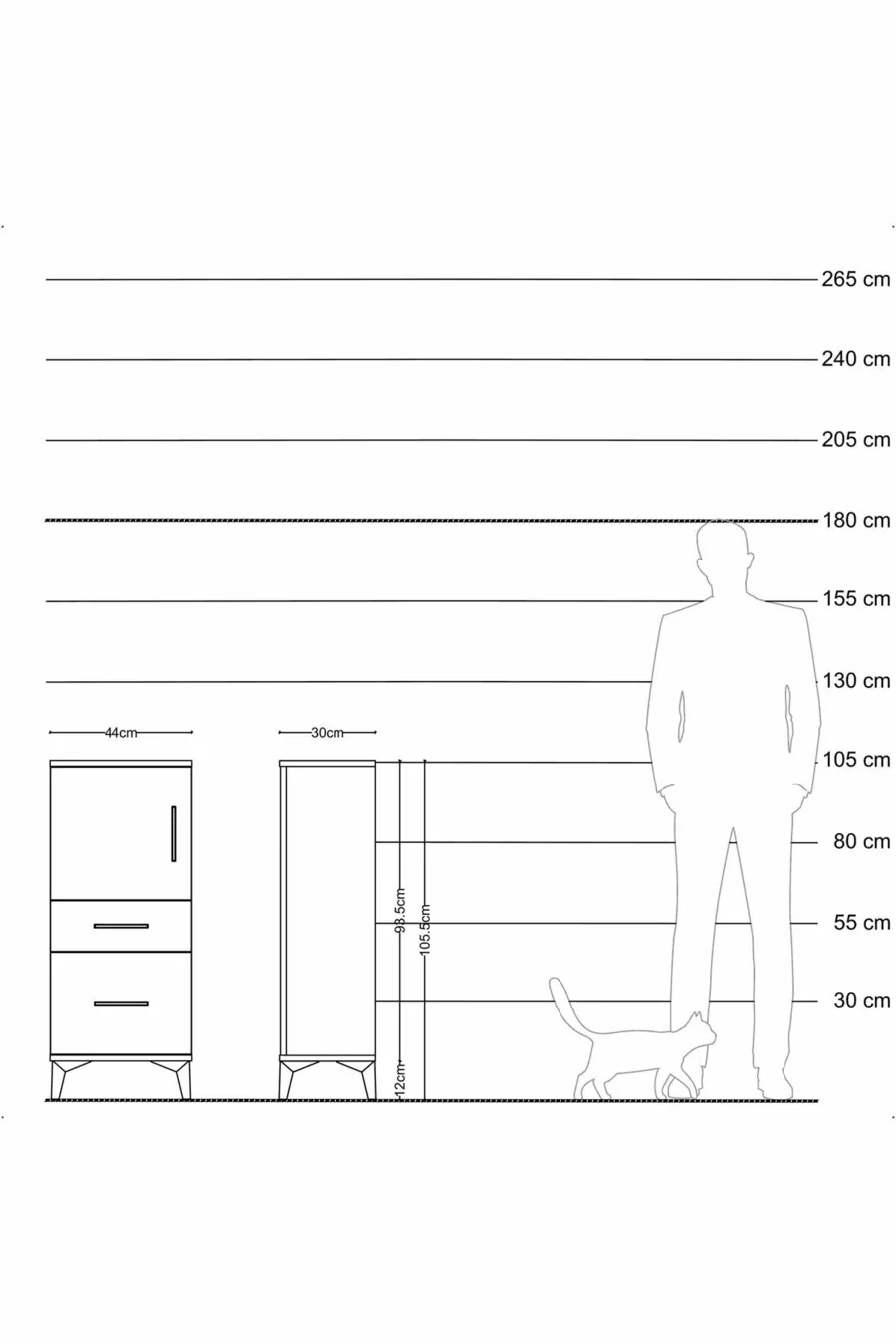 Arges Commode 2 Planken 2 Lades 1 Deur Antraciet-Leisteen
