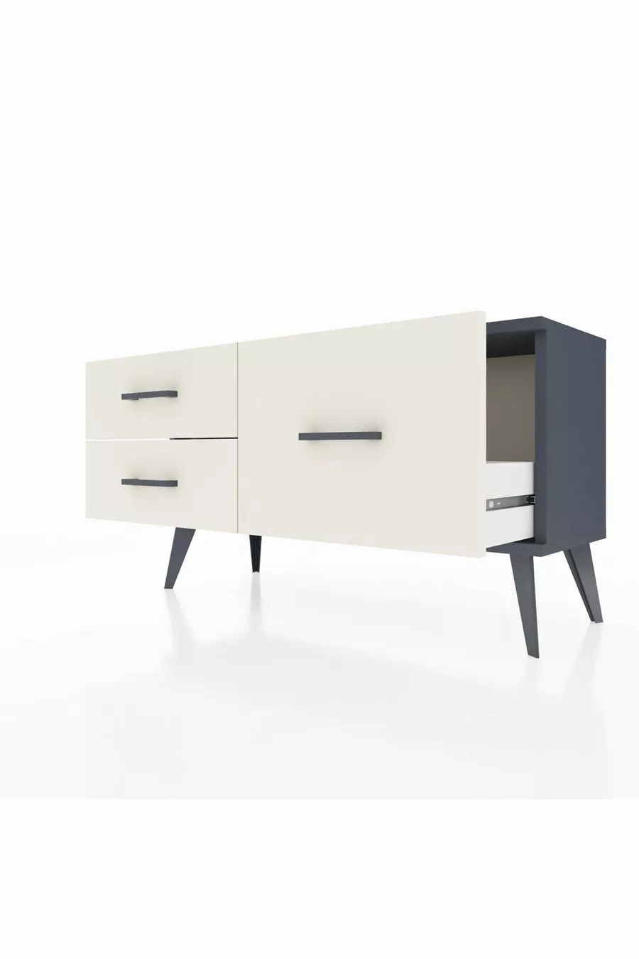 Arges Kommode 3 Regale Anthrazit-Anthrazit/Steinmarmor