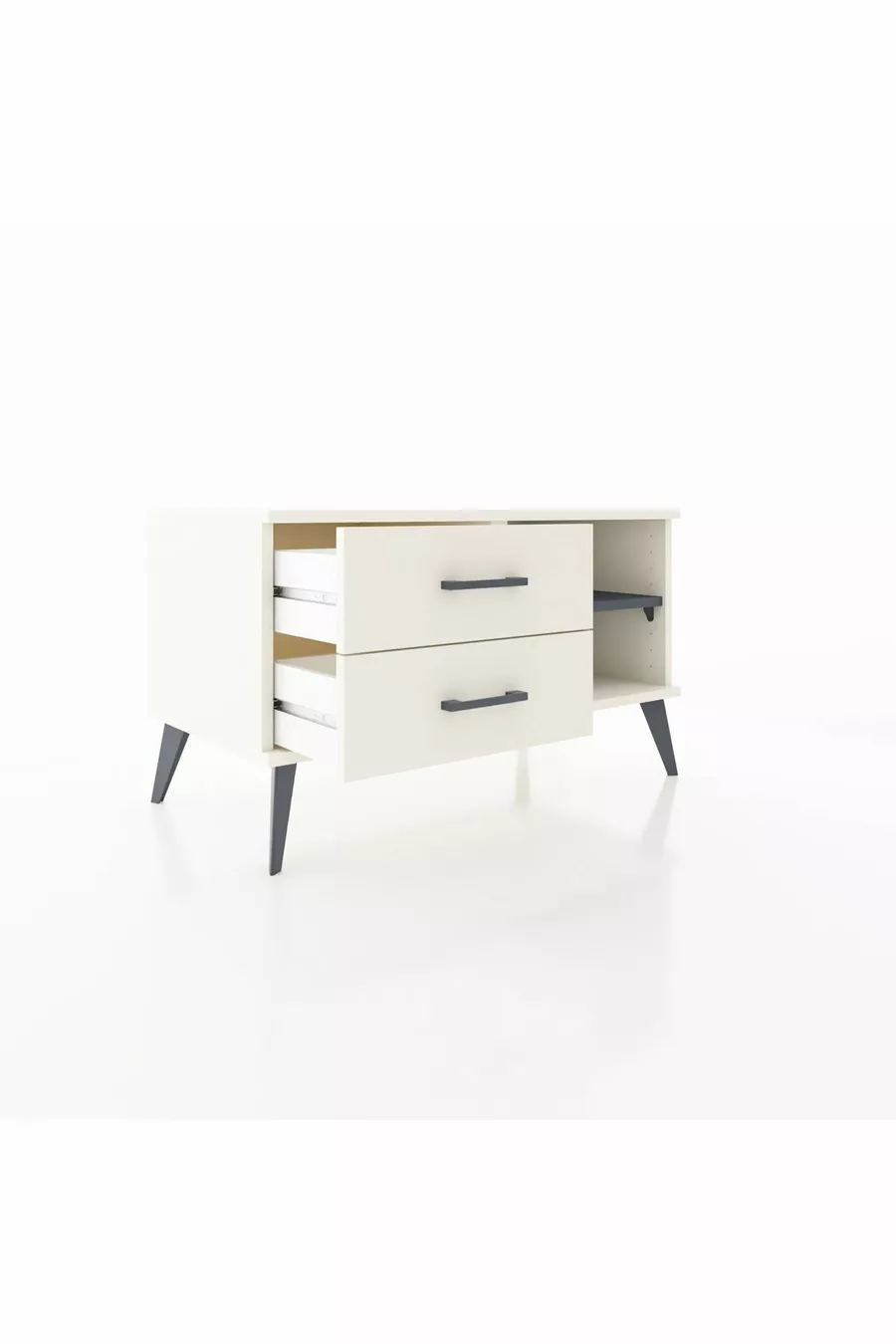 Commode Hyperion à une étagère et 2 tiroirs, quartz-ardoise / quartz