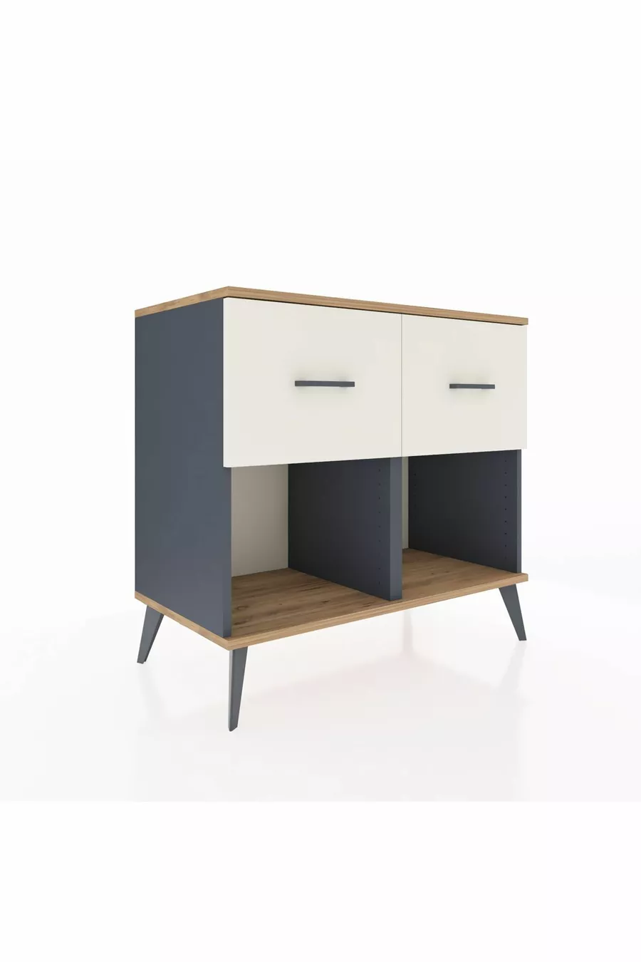 Commode Hyperion 2 tiroirs Anthracite-Sapin/Pierre de lune
